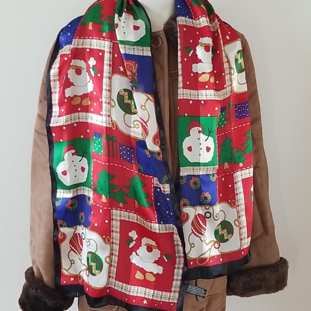 CHRISTMAS santa, snowman, trees, ornaments Scarf